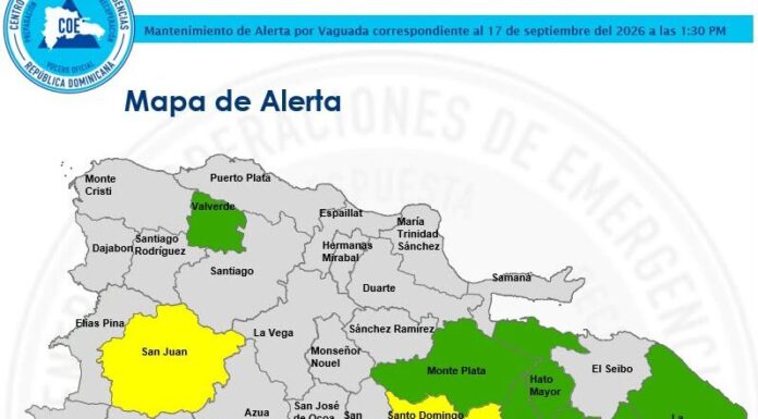 COE mantiene alertas amarilla y verde en nueve demarcaciones por aguaceros y tormentas