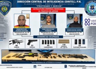 Policía Nacional ocupa 11 armas de fuego, incluidos cinco fusiles y una subametralladora, durante operativos de DINTEL; cinco detenidos